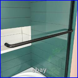 NORS Semi-Frameless 60 x62 Sliding Tub Shower Door Black Hardware Brushed Nickel