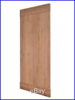 Natural Primed Knotty Alder Barn Door Wood with 6FT Sliding Hardware Track Set