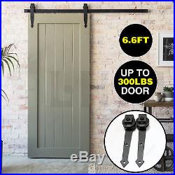 New 6.6FT Modern Antique Style Sliding Barn Wood Door Hardware Closet Set Black