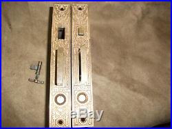 Pair Pocket Sliding Door Mortise Lock with key FANCY face brass withpatina
