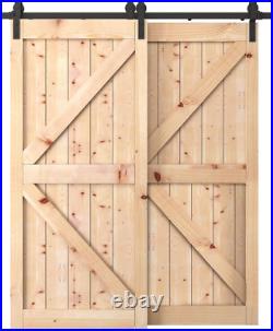 Penson & Co. 6.6 FT Bypass Sliding Barn Door Hardware Kit Double Wood Doors One
