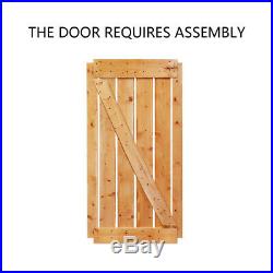 Plank Knotty Solid Core Interior Painted Wood DIY Door with Sliding Hardware Set