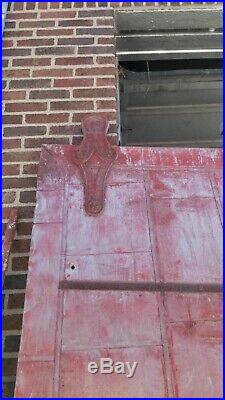 Reclaimed Vintage Industrial Sliding HEAVY Red Fire Door with hardware