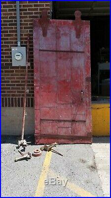 Reclaimed Vintage Industrial Sliding HEAVY Red Fire Door with hardware