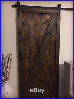 Rustic Barn Door Solid Wood Z-Style Espresso (With Sliding Track and Hardware)