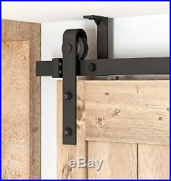 Rustic Black Bent Straight Ceiling Mount Double Sliding Barn Door Track Hardware
