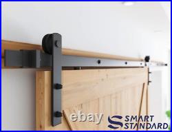SMARTSTANDARD 12Ft Heavy Duty Sturdy Sliding Barn Door Hardware Kit Smoothly a