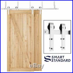 SMARTSTANDARD 6.6ft Heavy Duty Bypass Stainless Sliding Barn Door Hardware Kit