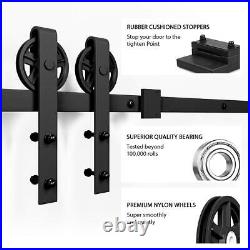 SMARTSTANDARD 8ft Sliding Double Barn Door Hardware Kit, Black, Smoothly and