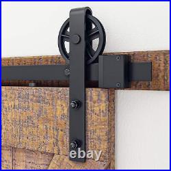 SMARTSTANDARD 8ft Sliding Double Barn Door Hardware Kit, Black, Smoothly and