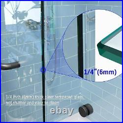 SUNNY SHOWER 60 x 72 Double Sliding Shower Doors Black Hardware Nickel 1/4 Glass