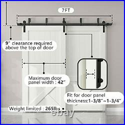Skysen 7FT Low Ceiling Heavy Duty Sliding Barn Door Hardware Double Track Byp