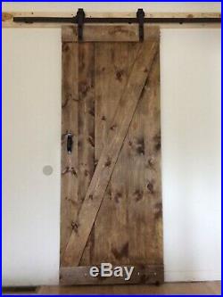 Sliding BARN DOOR, solid wood, dark Walnut, Z pattern. PLUS HARDWARE KIT-6.6ft TRACK