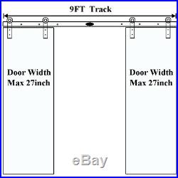 Sliding Barn Door Hardware 9FT Kit for Interior Double Doors Track Roller Sets
