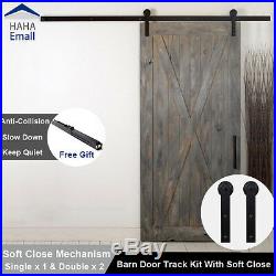 Sliding Barn Door Hardware I Shape Wood Door Track Hangers Kit Soft Close 5-16FT