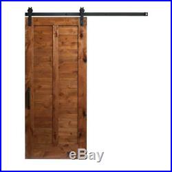 Sliding Barn Door Hardware Kit 42 in. X 84 in. Solid Core Smooth Wood Brown