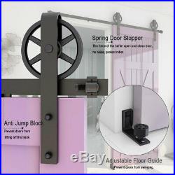 Sliding Barn Door Hardware Kit 4FT-20FT Closet Hang Rail Adjustable Floor Guide