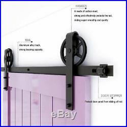 Sliding Barn Door Hardware Kit 4FT-20FT Closet Hang Rail Adjustable Floor Guide