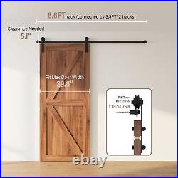 Sliding Barn Door Hardware Kit 5/6/8/10/12/13/15/16FT Single Wood Door Closet Tr