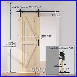Sliding Barn Door with 5ft Hardware Kit DIY Unfinished Solid Wood Panelled