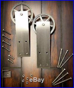 Sliding Barn Wood Door Hardware kit set track industrial plate 4 12 FT