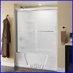 Sliding Bathtub Door Semi-Frameless, with Rain Glass & Nickel Hardware
