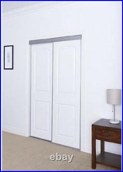 Sliding Door 47 in. X 80 in. 2-Panel Arched Top Design Double Slide White