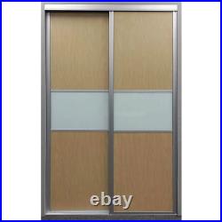 Sliding Door 48 in. X 81 in. Clear Aluminum Frame Maple and White Painted Glass