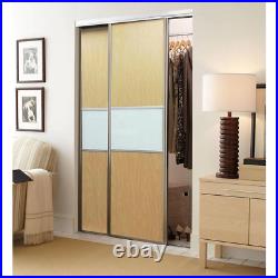 Sliding Door 48 in. X 81 in. Clear Aluminum Frame Maple and White Painted Glass