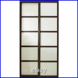 Sliding Door 48 in. X 81 in. Rust-Proof Aluminum Track Painted Glass Panel Wood