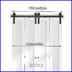 Sliding Door Track Barn Door Hardware Set Kit for Folding Double Door, 52inch