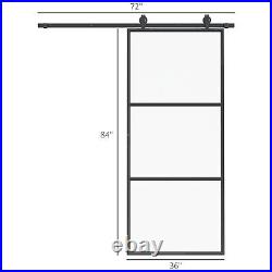 Sliding Door with 6FT Hardware Kit Frosted Tempered Glass Door 36 x 84 in