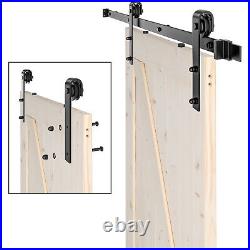 Sliding barn door hardware carbon kit with geared roller rail 5.5 FT 84 x 30 in