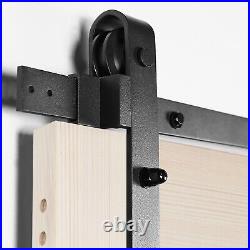 Sliding barn door hardware carbon kit with geared roller rail 5.5 FT 84 x 30 in