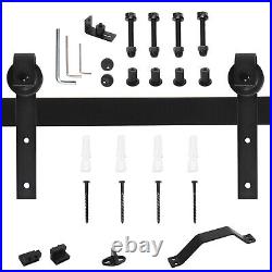 Sliding barn door hardware carbon kit with geared roller rail 5.5 FT 84 x 30 in