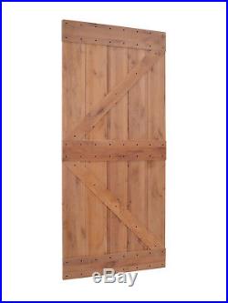 Solid Core Knotty Alder Natural Primed Barn Door With Sliding Hardware Track Set