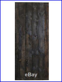 Solid Dark Walnut Wood Interior Painted Black Barn Door with Sliding Hardware Set
