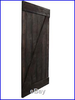 Solid Dark Walnut Wood Interior Painted Black Barn Door with Sliding Hardware Set