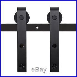 Stable 12FT Black Country Sliding Barn Double Wood Door Hardware Closet Kit US R