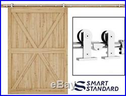 Stainless Steel Single Sliding Barn Door Hardware Kit 10 foot Smart Standard