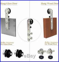 Stainless Steel Sliding Barn Door Hardware Closet Track Kit for Wood/Glass Door