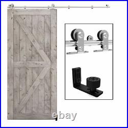 Stainless Steel Sliding Barn Door Hardware Kit with Adjustable Floor Guide