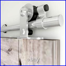 Stainless Steel Sliding Barn Door Hardware Kit with Adjustable Floor Guide