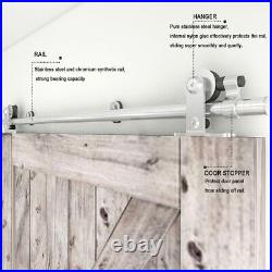 Stainless Steel Sliding Barn Door Hardware Kit with Adjustable Floor Guide