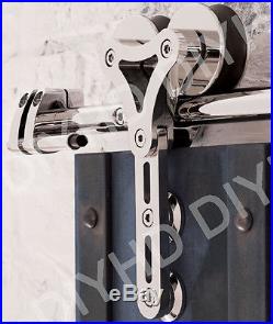 Stainless steel double head sliding barn wood door hardware sliding wheel kit