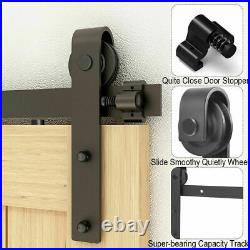 Steel Sliding Barn Door Hardware Kit 5/6/8/10FT for Single/Double Wood Doors