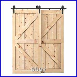 Steel Sliding Barn Hardware Double Wood Doors One 6.6 FT Bypass Kit (one rail)
