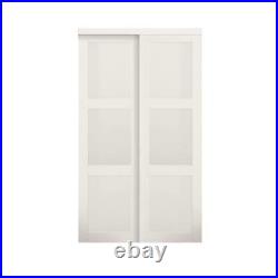TRUporte Sliding Door 48 in. X 80 in. 3-Lite Tempered Frosted Glass Off-White