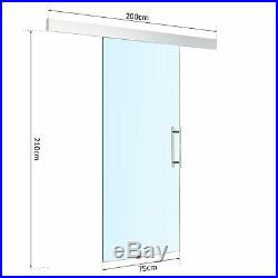 Transparent Sliding Door Panel Silver Hardware Track Set DIY Room Office Divider