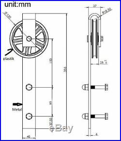 Two-Side Close/Soft Open Industrial Wheel Sliding Barn Door Track Hardware Kit